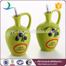 Green Ceramic Oil Bottle With the handle